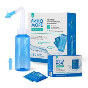 Комплект для орошения и промывания «РИНОМОРЕ», Рецепт № 1, 28 саше-пакетов + флакон и распылитель
