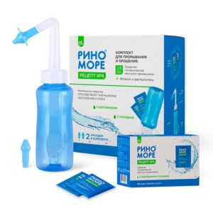 Комплект для орошения и промывания «РИНОМОРЕ», Рецепт № 4, 28 саше-пакетов + флакон и распылитель