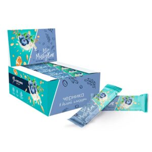 Батончики мюсли ЧЕРНИКА в белой глазури "MuslyBar"