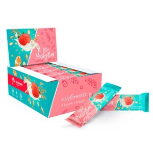 Батончики мюсли КЛУБНИКА в белой глазури "MuslyBar"